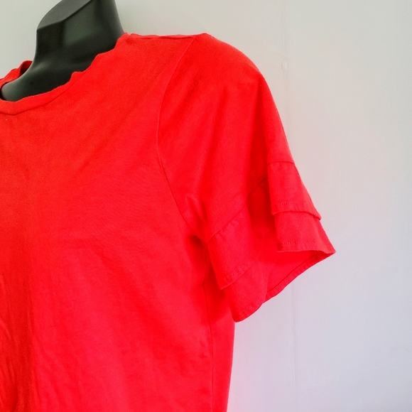 MICHAEL MICHAEL KORS Red Ruffle Sleeve Tee M - Picture 5 of 8